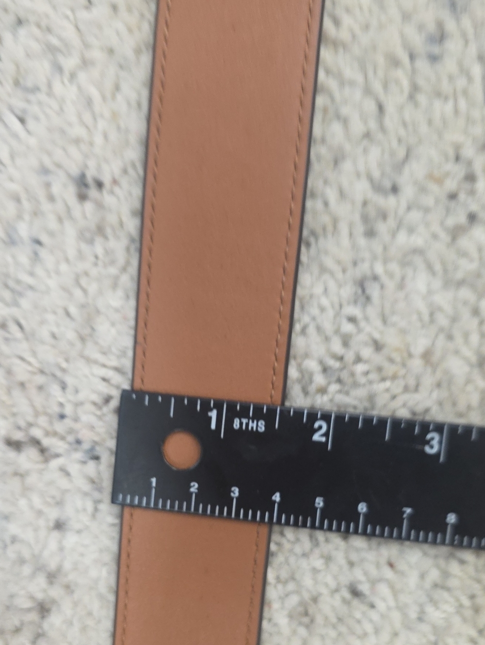 Tory Burch Reverisable Logo Buckle Leather Waist Belt Dark Blue And Tan - Picture 9 of 9